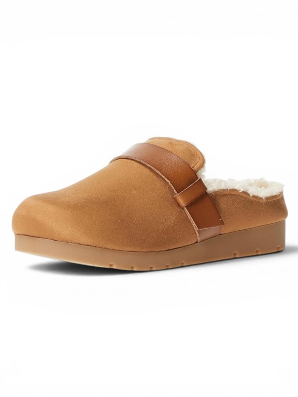 Tan Faux Suede Vegan Leather Backless Memory Foam Non-Slip Mules